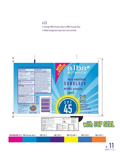 image of tube label - Alba Sunblock Natural Sport SPF 45